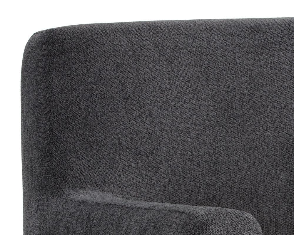 Cybil Lounge Chair – Modern Armchair with Antique Brass Legs in Polo Club Kohl Grey