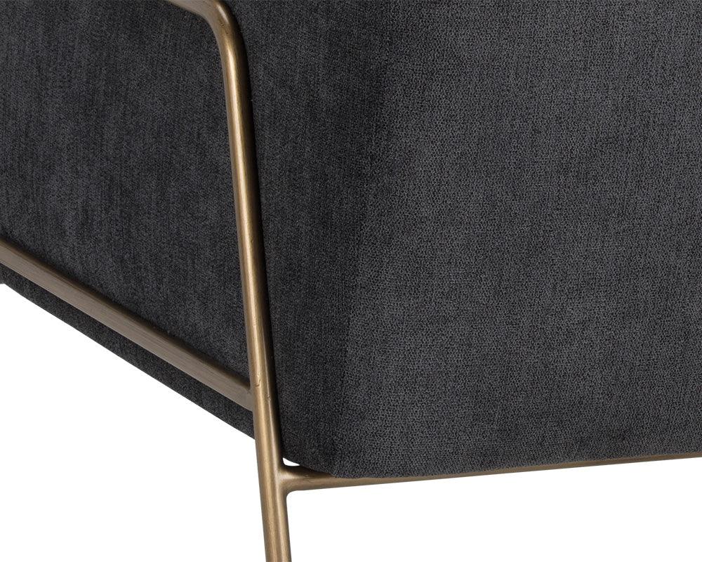 Cybil Lounge Chair – Modern Armchair with Antique Brass Legs in Polo Club Kohl Grey