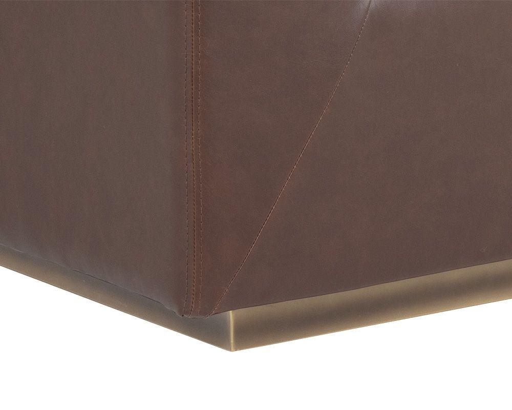 Bradley Sofa – Channel-Tufted Faux Leather with Rustic Bronze Steel Legs