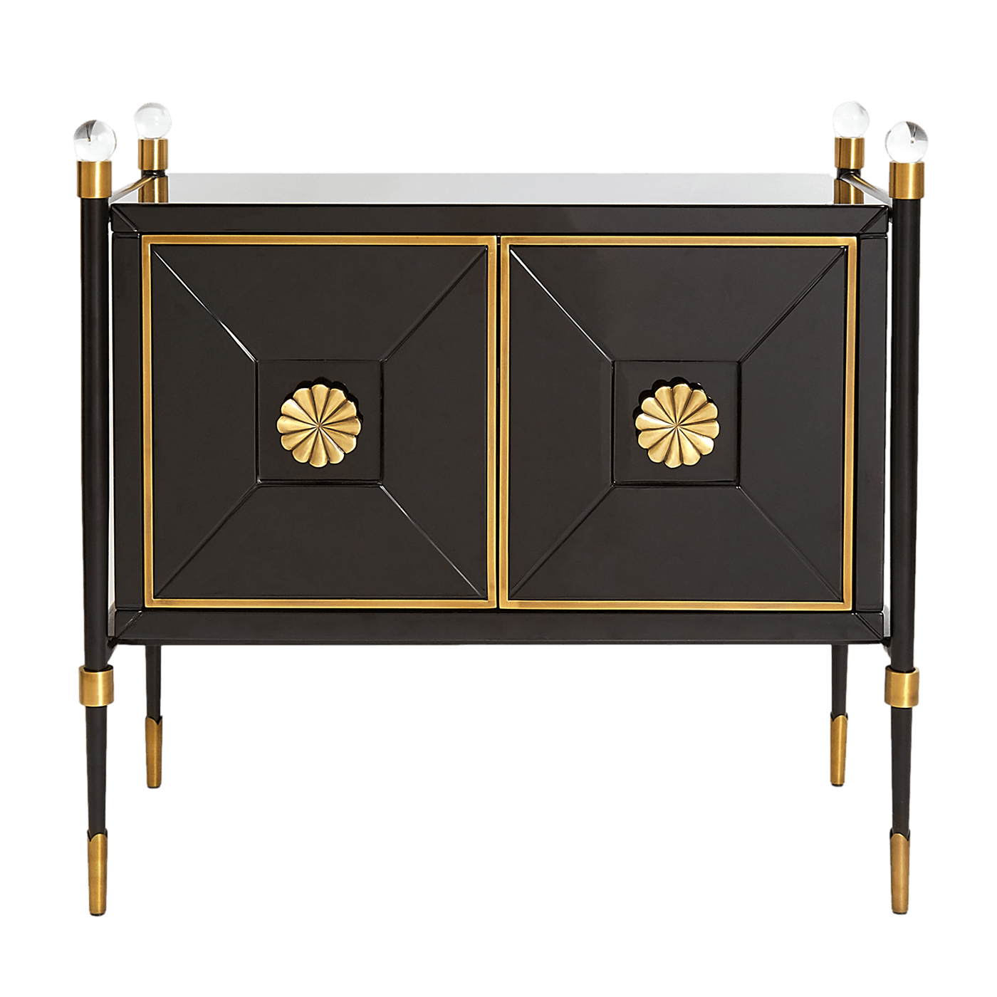 Jonathan Adler Rider Small Cabinet with Brass and Acrylic Accents