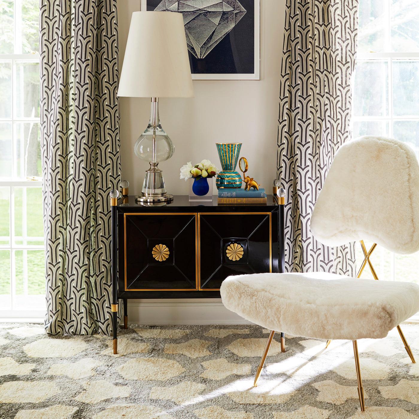 Jonathan Adler Rider Small Cabinet with Brass and Acrylic Accents