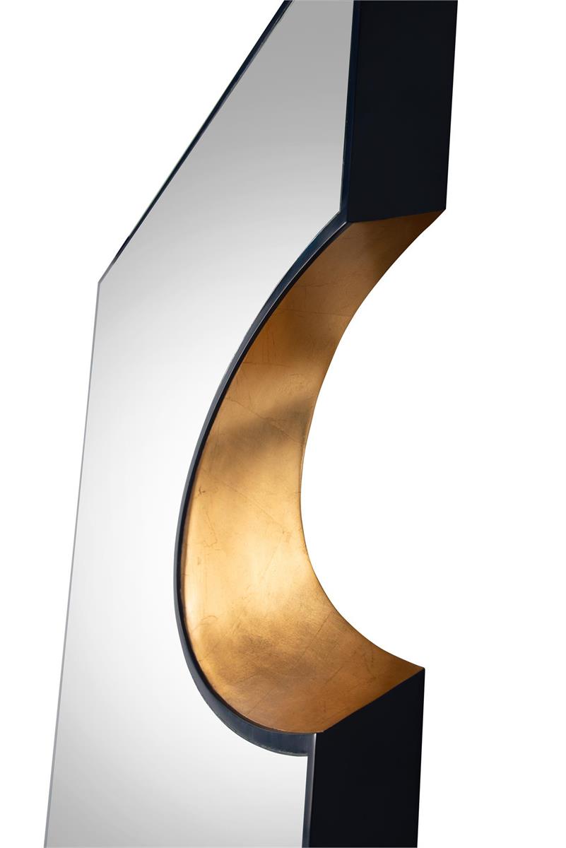 Covet Mirror – Rectangular Design with Navy Blue Frame & Gold Accents