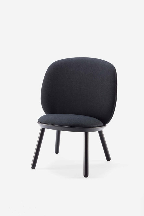 Naïve Low Chair - Black Solid Ash with Leather Strap, Modern & Comfortable Design