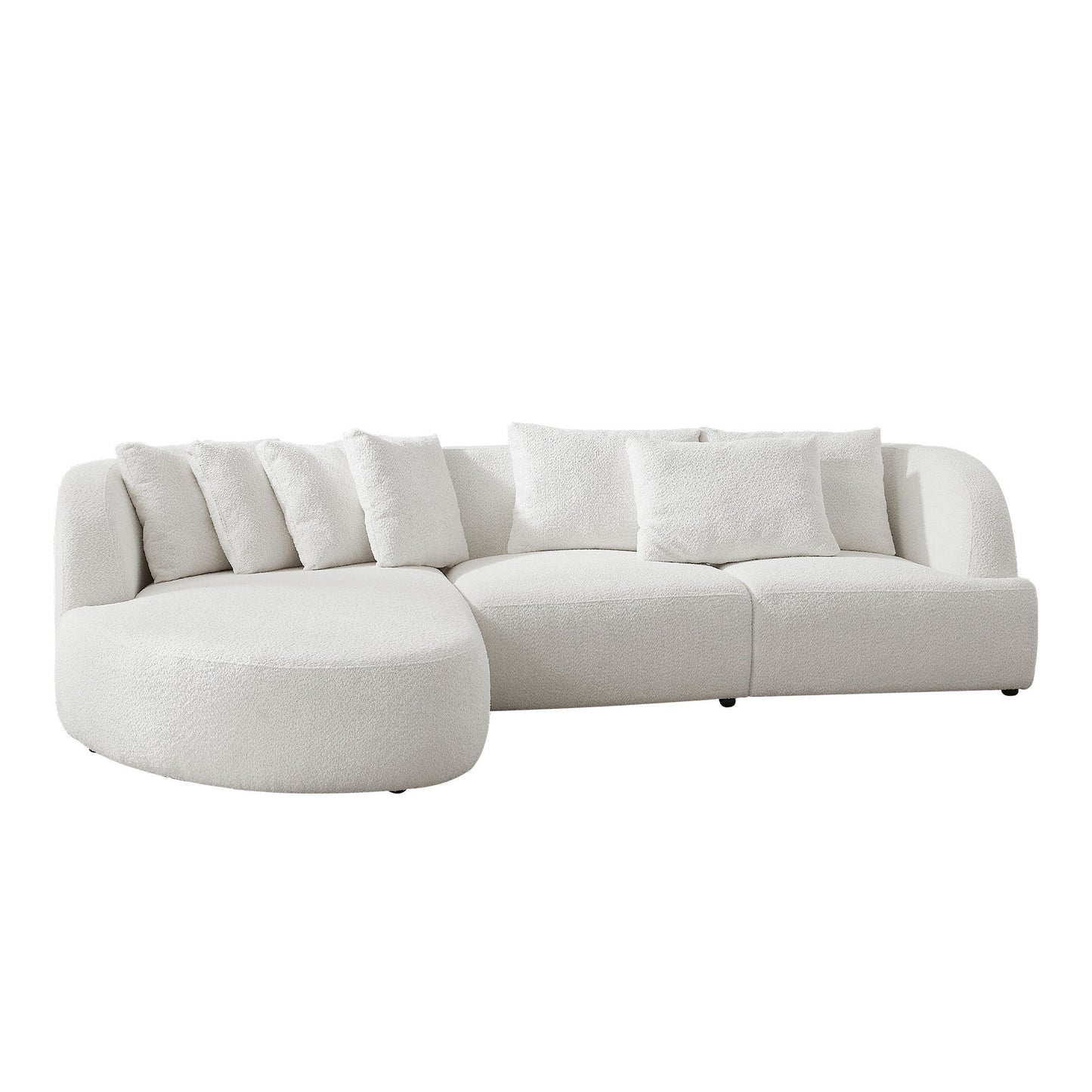 Convertible Corner Sofa with Armrest, Sectional Sofa, Left Chaise, Beige