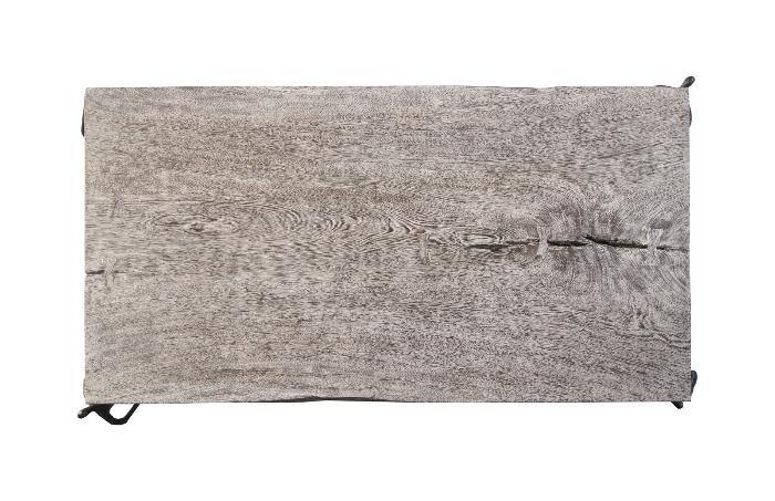 Atlas Gray Coffee Table – Reclaimed Chamcha Wood Top with Black Metal Base