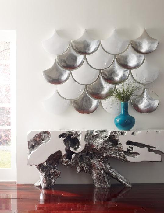 Freeform Console Table – Silver Leaf Finish with Resin Composite