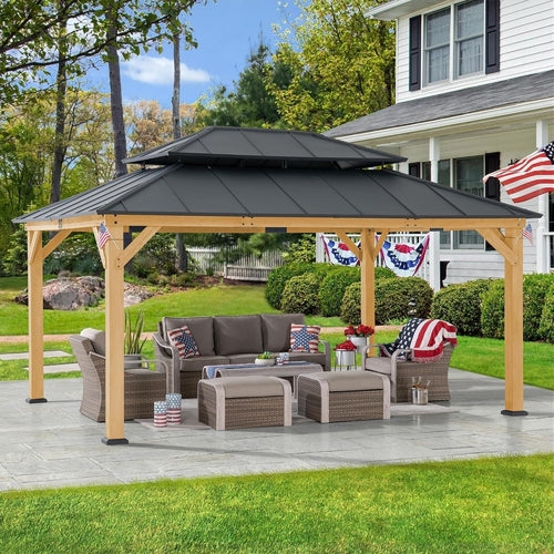 12x16 Ft. Wood Gazebo – Cedar-Framed Outdoor Hardtop