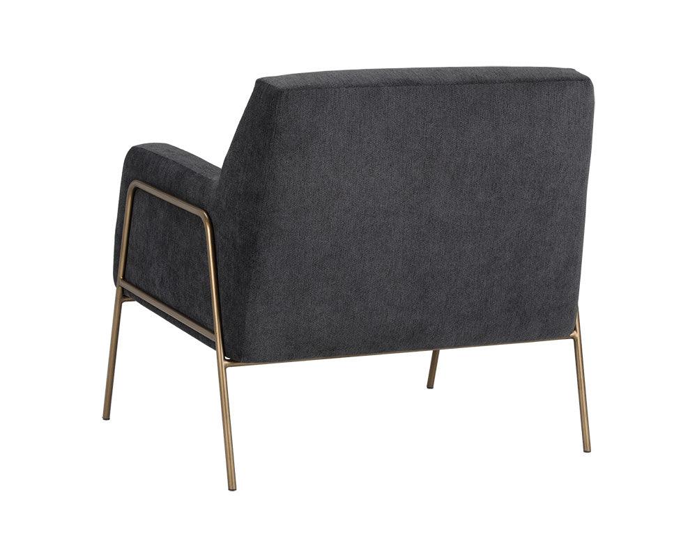 Cybil Lounge Chair – Modern Armchair with Antique Brass Legs in Polo Club Kohl Grey