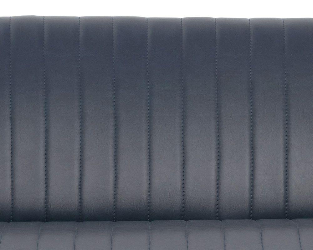 Bradley Sofa – Channel-Tufted Faux Leather with Rustic Bronze Steel Legs