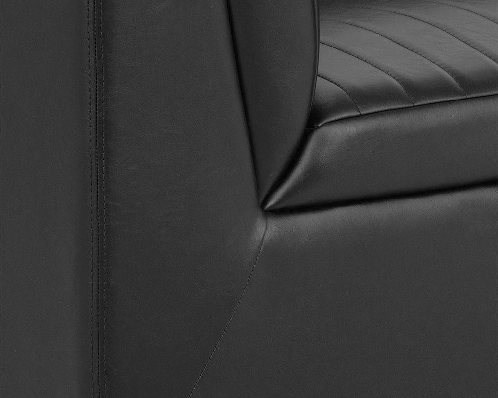 Bradley Sofa – Channel-Tufted Faux Leather with Rustic Bronze Steel Legs