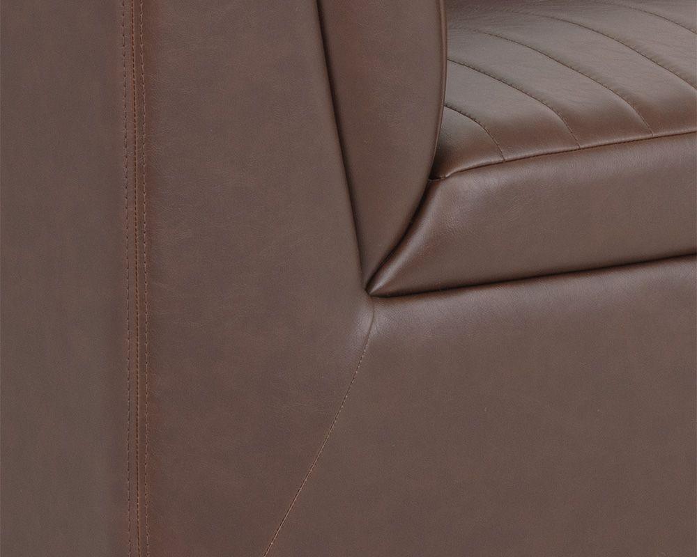 Bradley Sofa – Channel-Tufted Faux Leather with Rustic Bronze Steel Legs