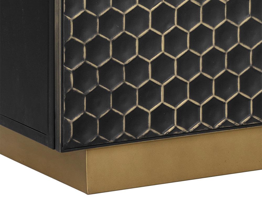 Hive Large Sideboard with Honeycomb Pattern and Brass Base