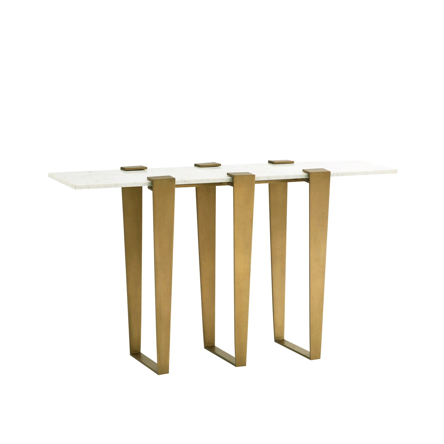Octavia Console – White Marble Top with Antique Brass Iron Legs