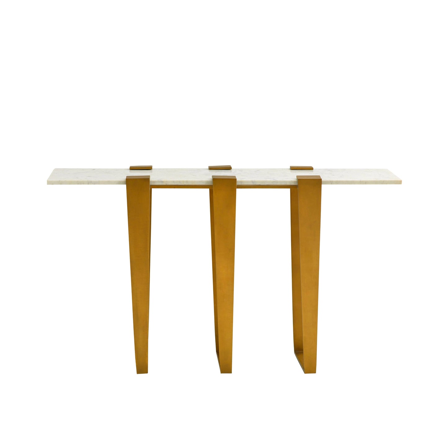 Octavia Console – White Marble Top with Antique Brass Iron Legs