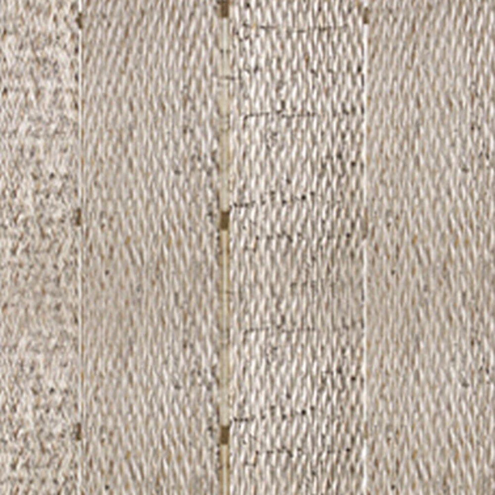 84" x 84" Silver Wood 4-Panel Screen – Patterned Wood with Silver Metallic Finish