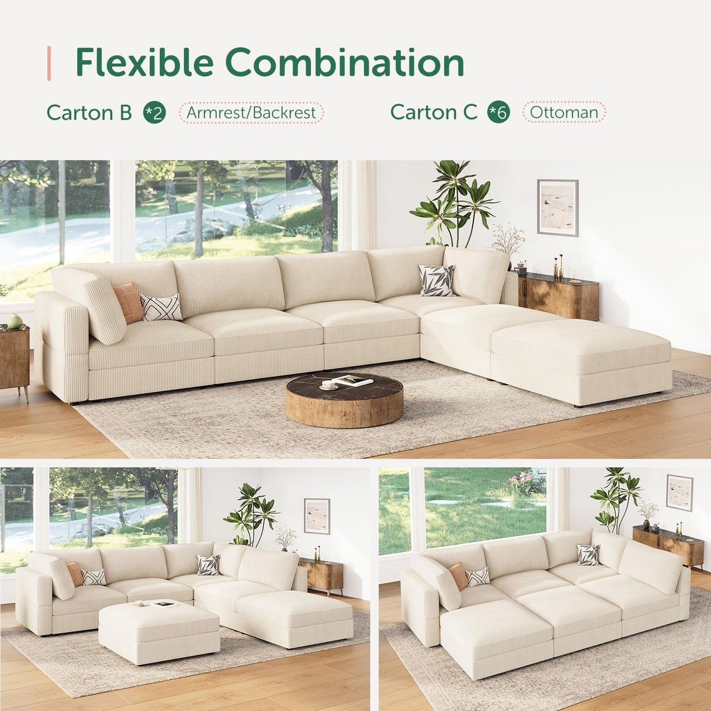 Modular Sectional Sofa with Storage Chaise