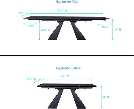 Extendable Dining Table for 8-12 Seat, Flexible Stretch, Tabletop Made