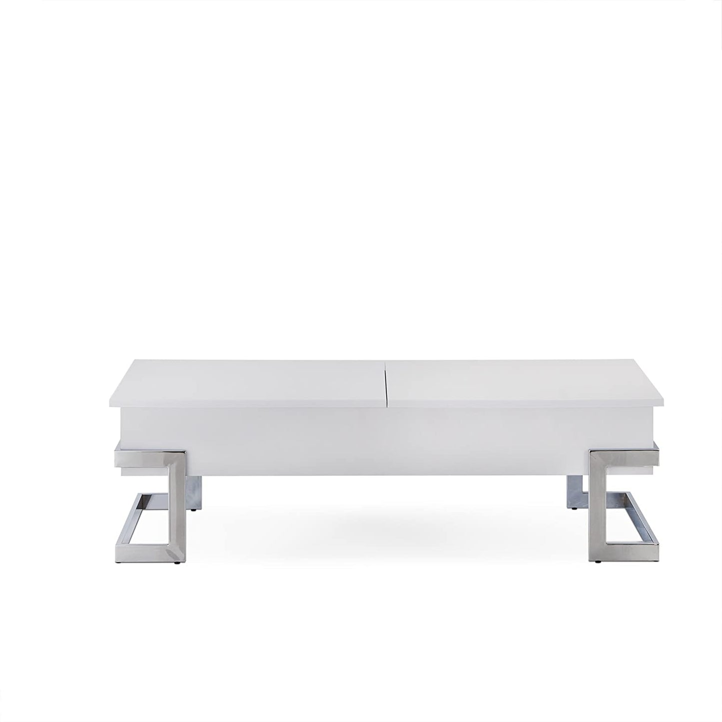47inches X 20inches X 14inches White And Chrome Particle Board Coffee