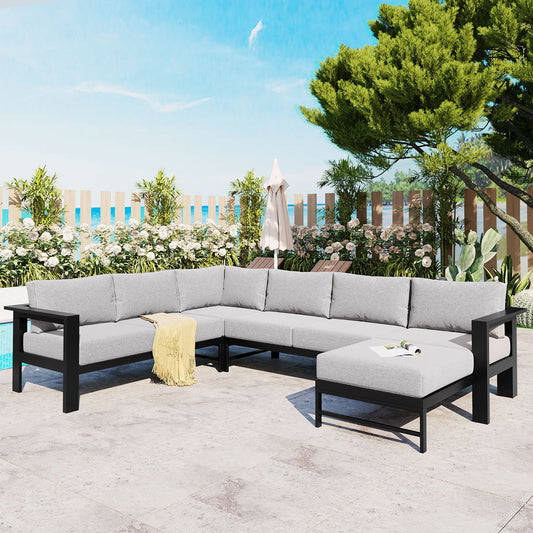 U-Shaped Outdoor Sofa Set for Gardens and Patios – Multi-Person Seating