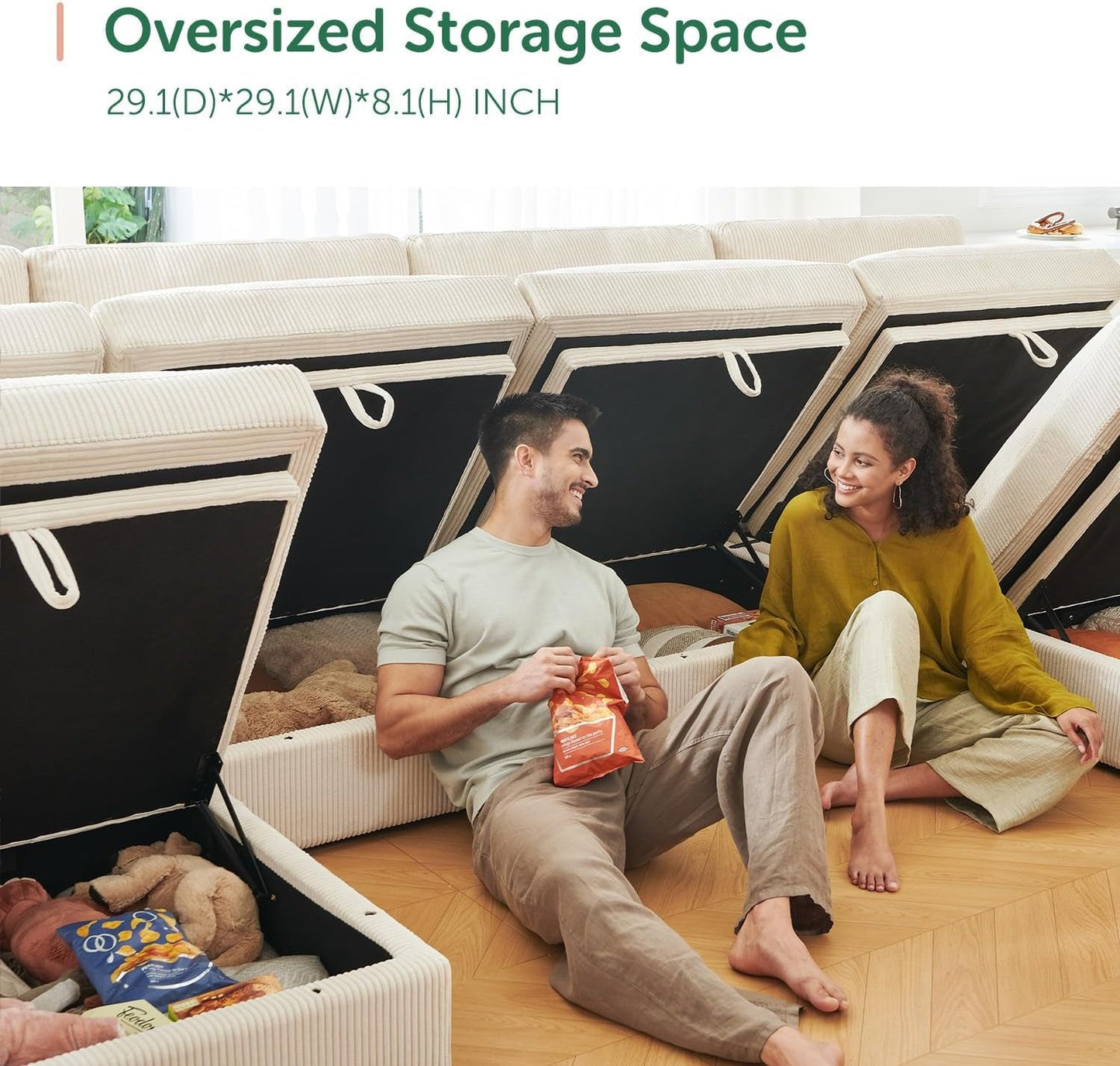 Modular Sectional Sofa with Storage Chaise