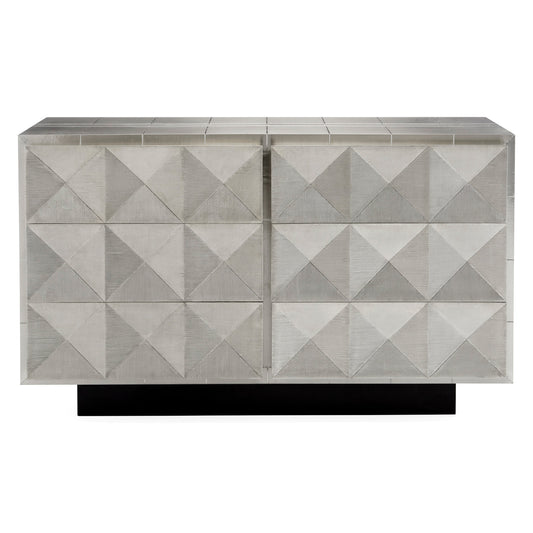 Talitha Six-Drawer Dresser – Hand-Hammered Nickel-Plated Metal with Soft-Close Drawers