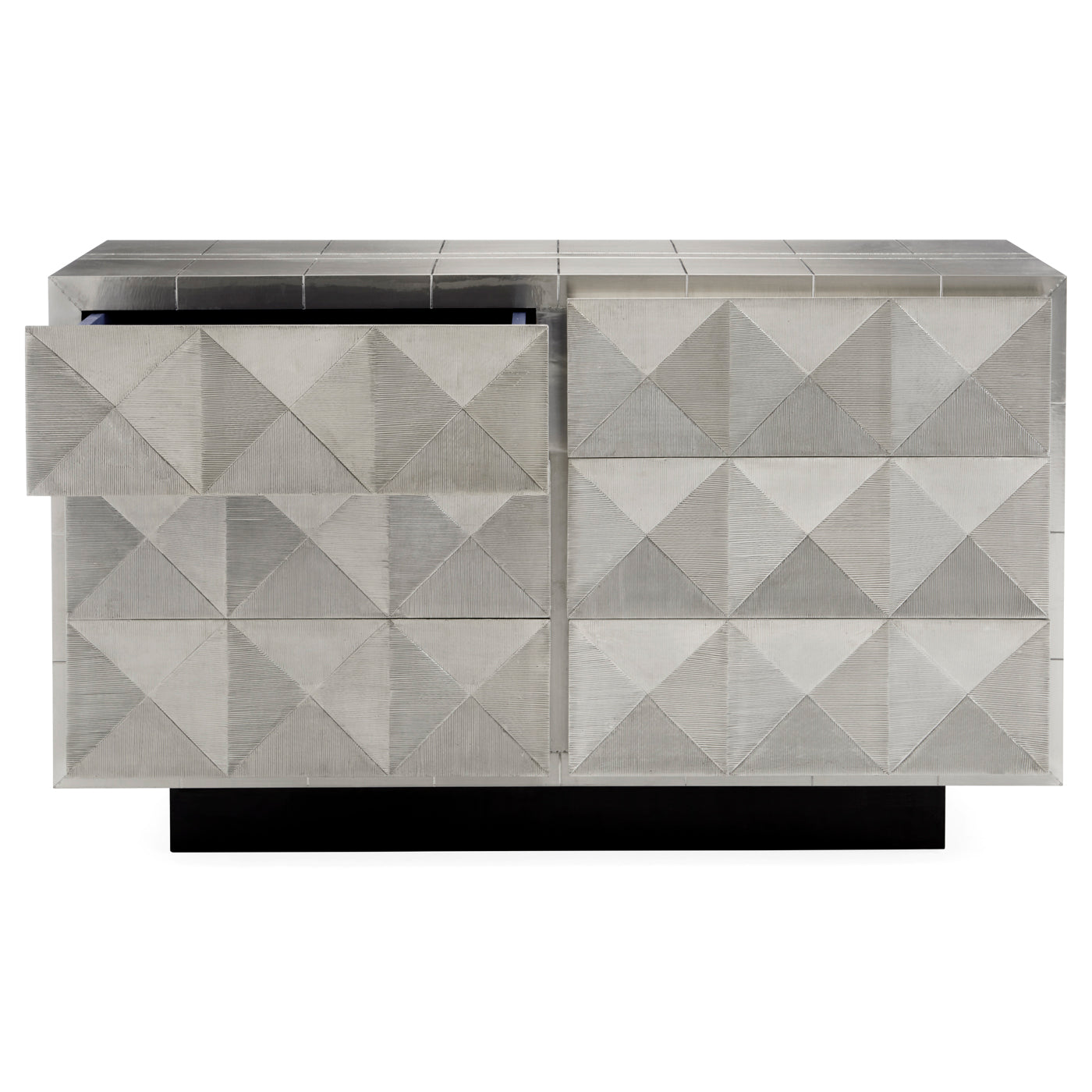 Talitha Six-Drawer Dresser – Hand-Hammered Nickel-Plated Metal with Soft-Close Drawers