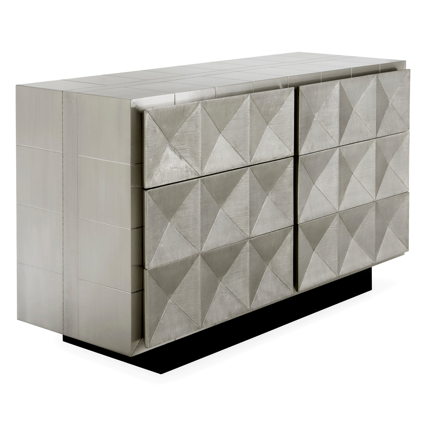 Talitha Six-Drawer Dresser – Hand-Hammered Nickel-Plated Metal with Soft-Close Drawers