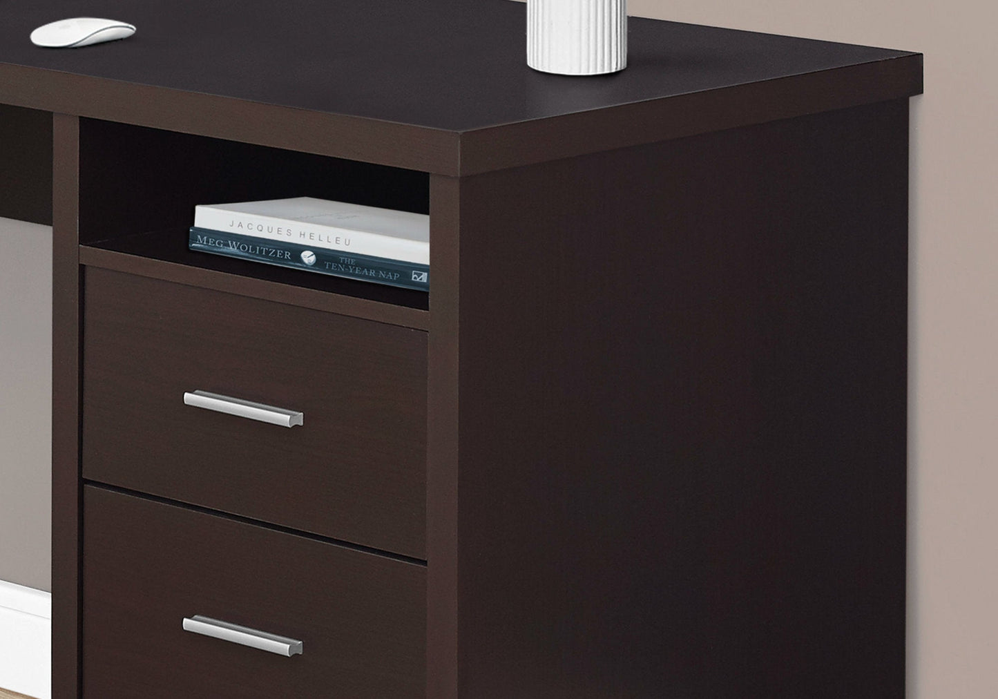 47.25inches x 78.75inches x 30inches Cappuccino Silver Particle Board