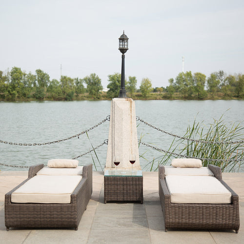 3-Piece Brown Outdoor Chaise Lounge Set – 78'' x 29'' x 35''
