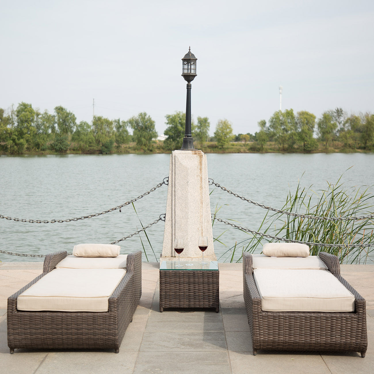 3-Piece Brown Outdoor Chaise Lounge Set – 78'' x 29'' x 35''