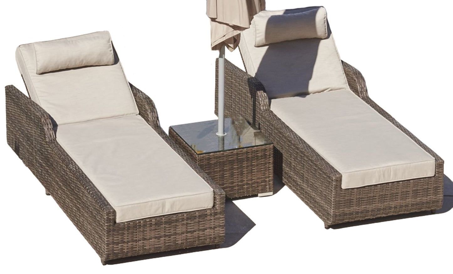 3-Piece Brown Outdoor Chaise Lounge Set – 78'' x 29'' x 35''
