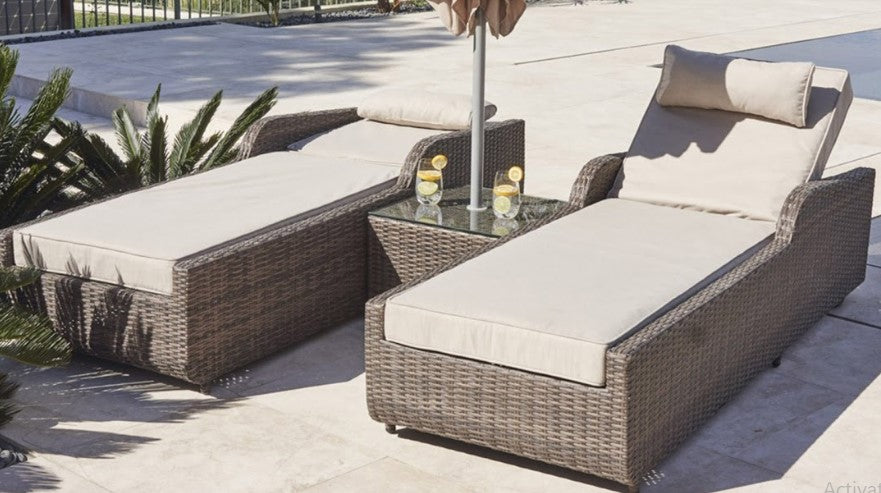 3-Piece Brown Outdoor Chaise Lounge Set – 78'' x 29'' x 35''