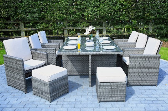 11-Piece Gray Outdoor Dining Set – 129'' x 76'' x 46''