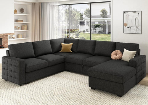 Sectional Sleeper Sofa with Pull Out Bed, Reversible Sectional Sleeper