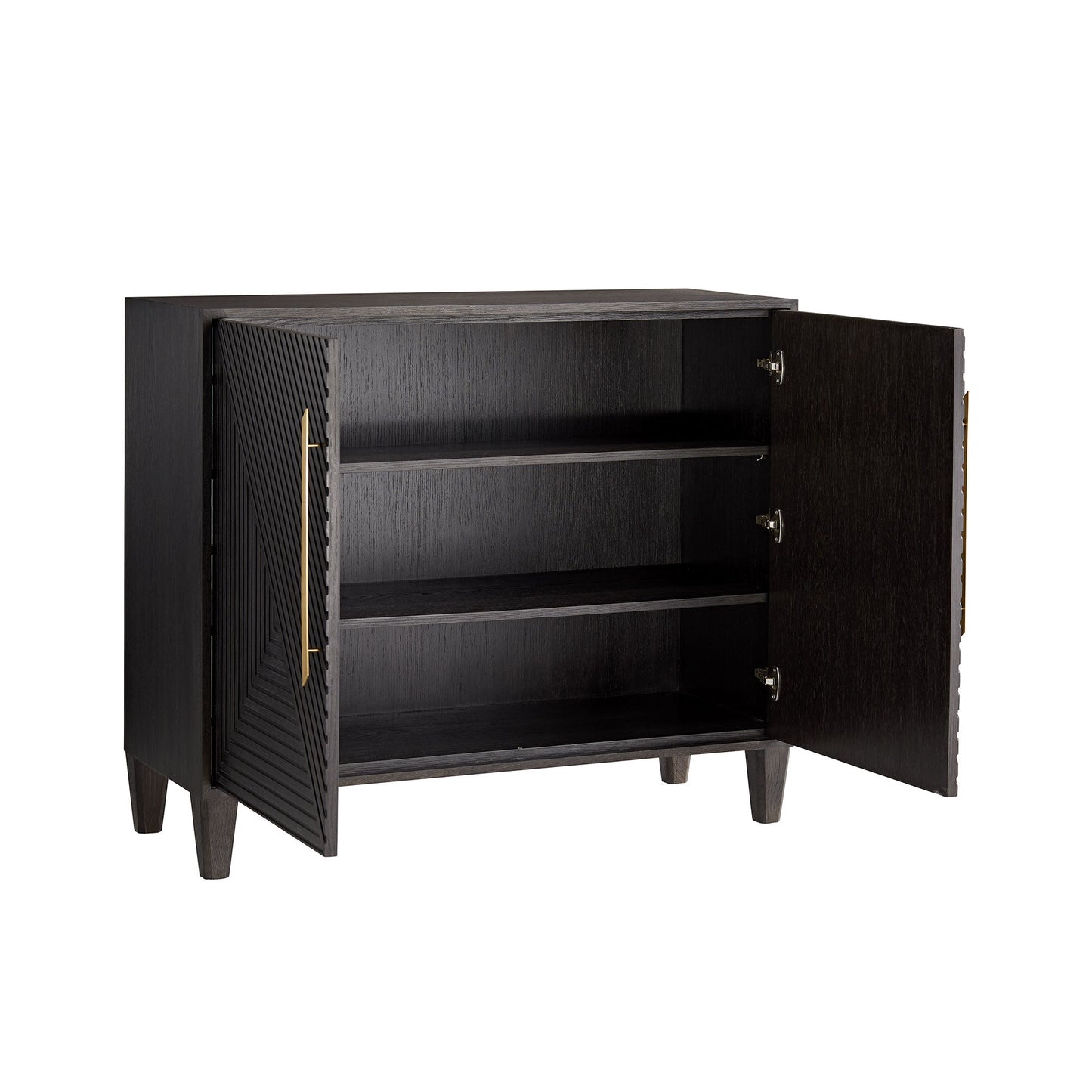 Hendrix Cabinet – Solid Oak with Ebony Finish and Antique Brass Handles