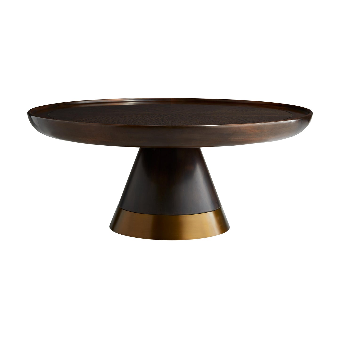 Violi Cocktail Table – Eucalyptus Veneer with Antique Brass Accents