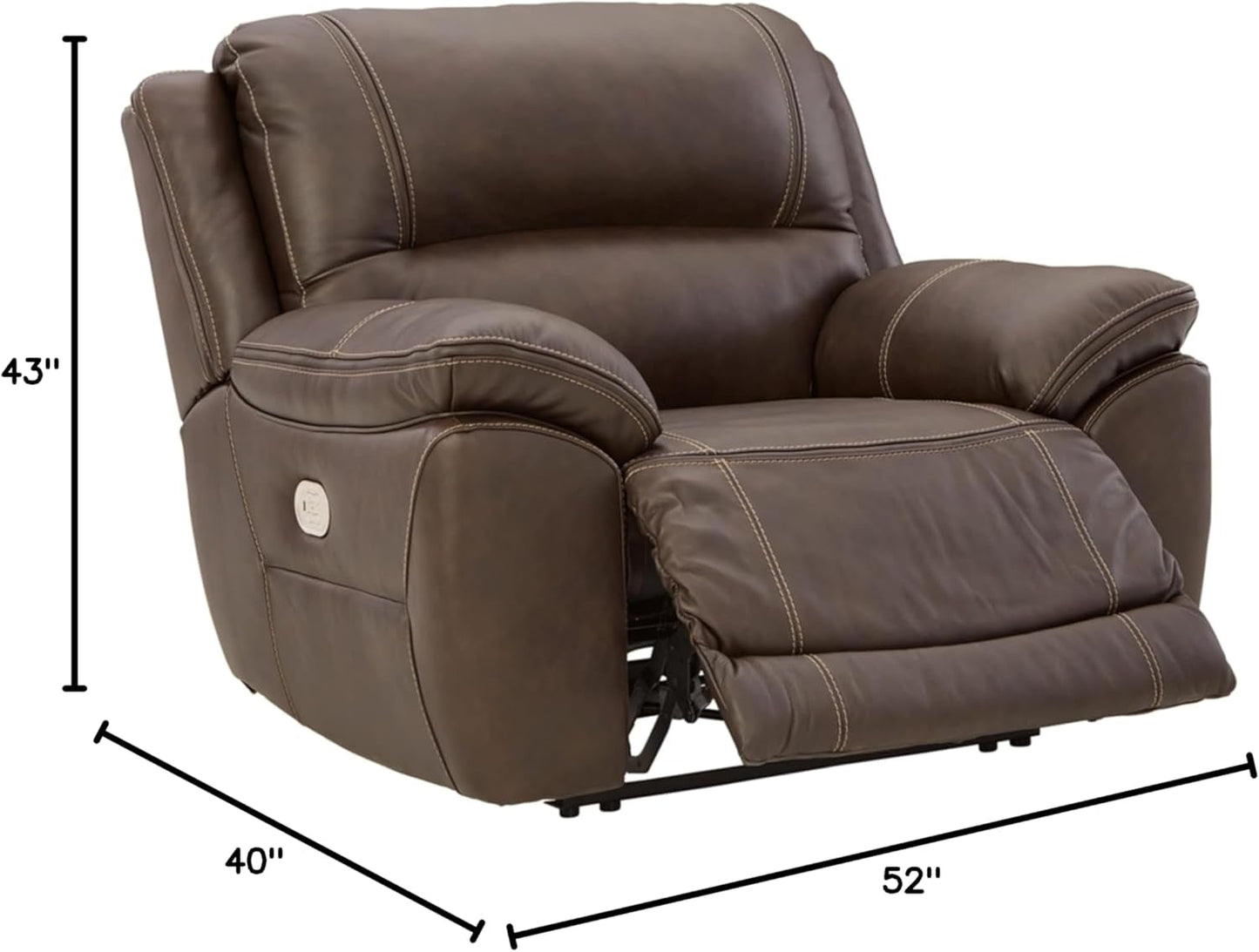 Dunleith Zero Wall Recliner with Power Headrest, Brown