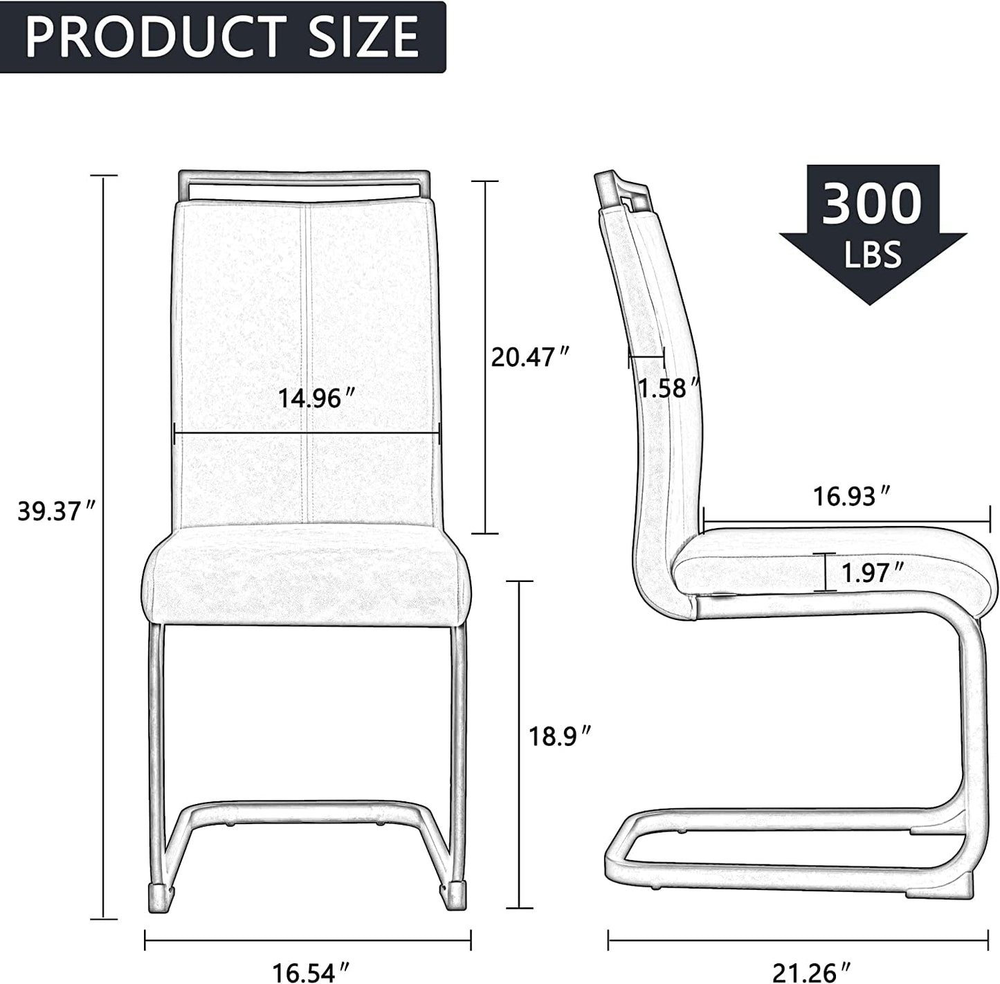 Dining Chairs Set of 4 with Faux Leather Padded Seat High Back and