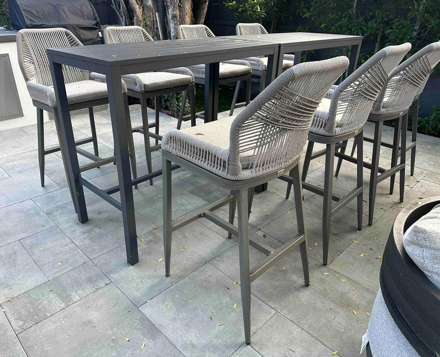 Counter Height Bar Stools Set of 4 Woven Aluminum Modern Barstools