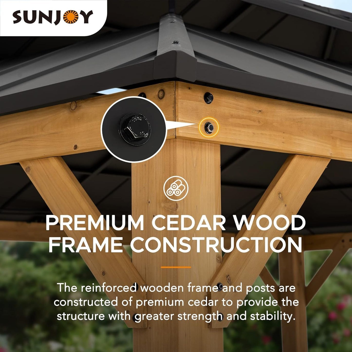 12x16 Ft. Wood Gazebo – Cedar-Framed Outdoor Hardtop