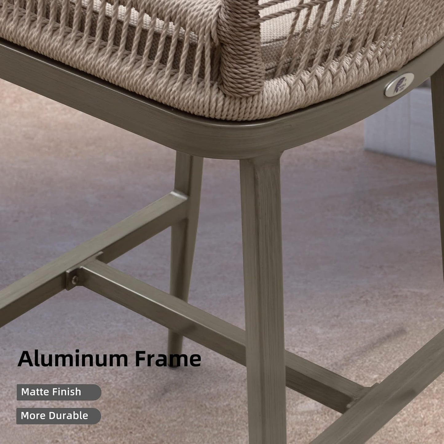Counter Height Bar Stools Set of 4 Woven Aluminum Modern Barstools