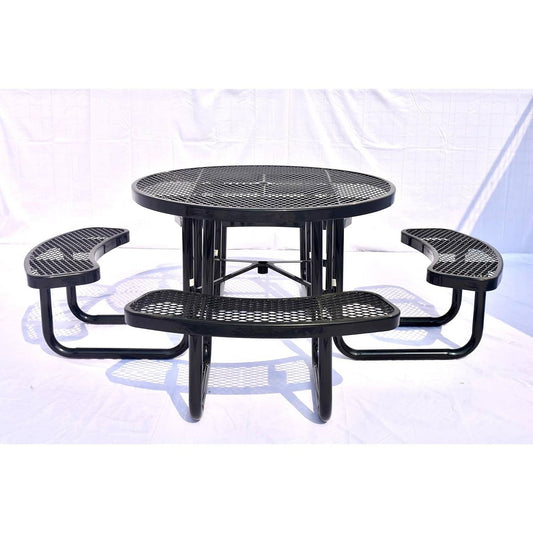 Heavy Duty Steel Metal Round Picnic Table w/ 4 Benches Outdoor Patio