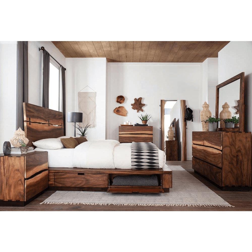 Winslow 5-Piece Eastern King Storage Bedroom Set – Smokey Walnut with Functional Storage