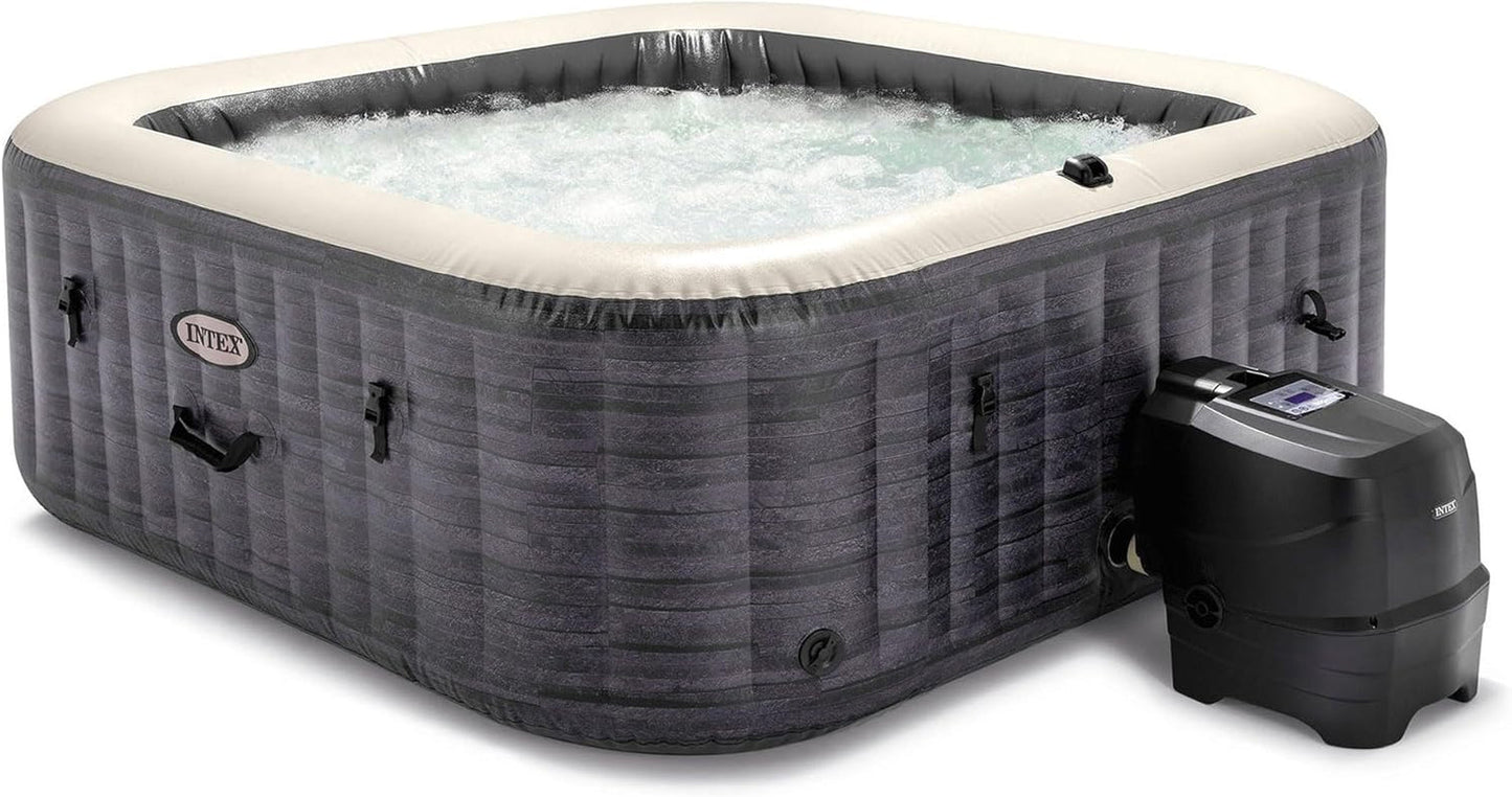 Purespa Plus Greystone Square Hot Tub – 6-Person Inflatable 94" Outdoor Spa