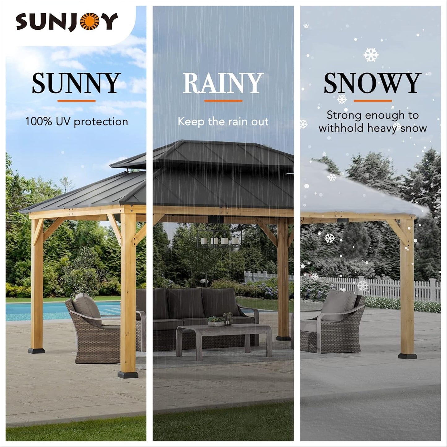 12x16 Ft. Wood Gazebo – Cedar-Framed Outdoor Hardtop