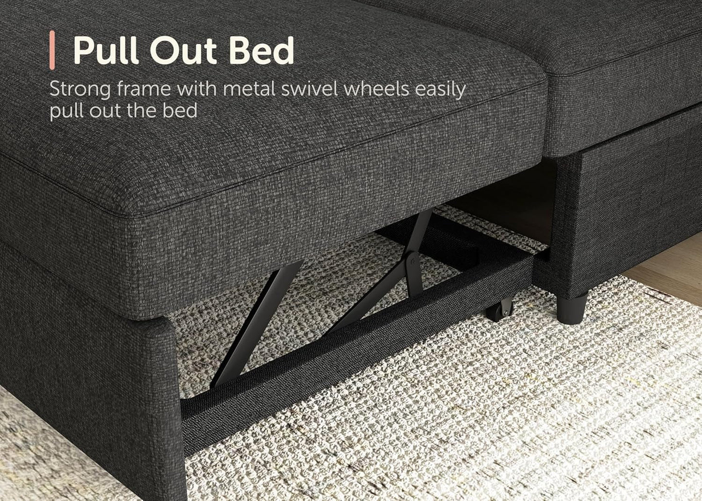 Sectional Sleeper Sofa with Pull Out Bed, Reversible Sectional Sleeper