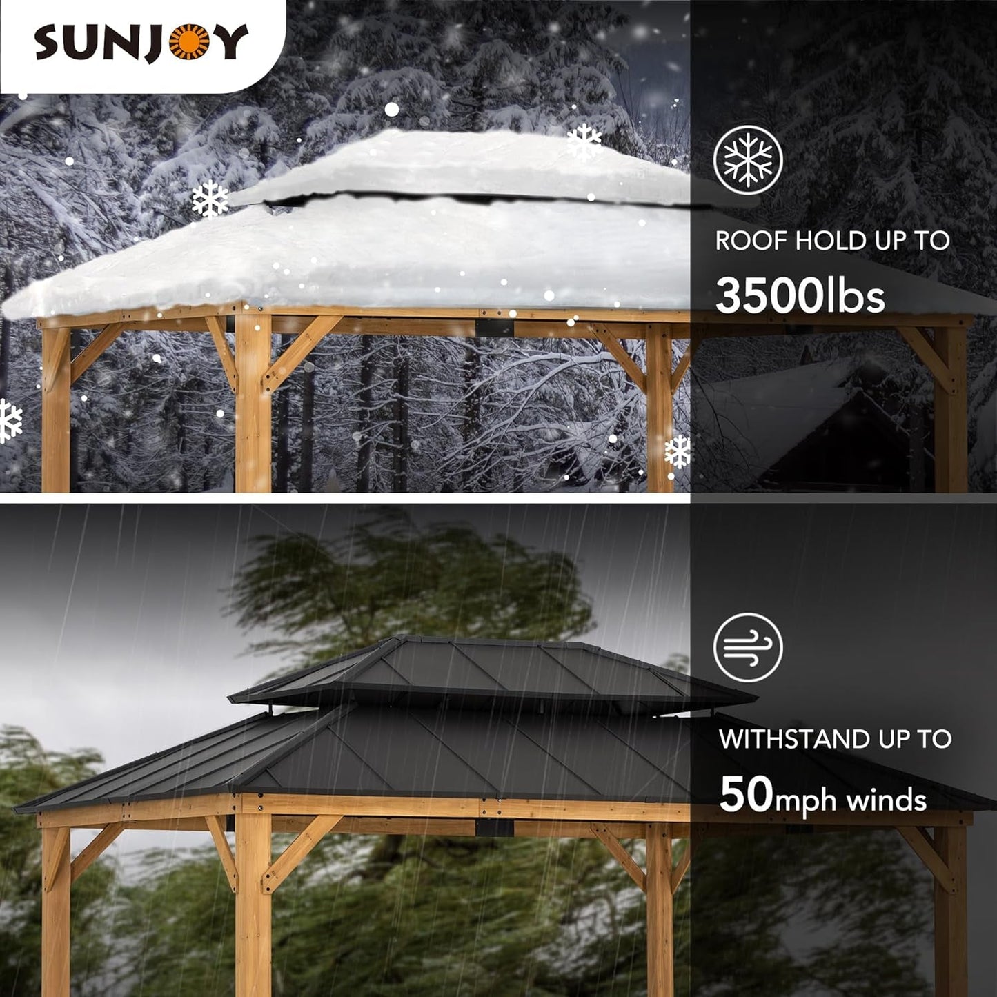 12x16 Ft. Wood Gazebo – Cedar-Framed Outdoor Hardtop