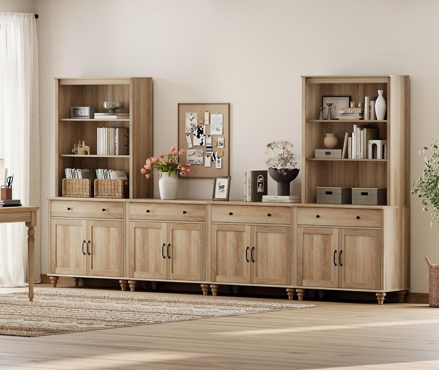 Entertainment Center with Bookshelves for Tvs up to 75", Farmhouse
