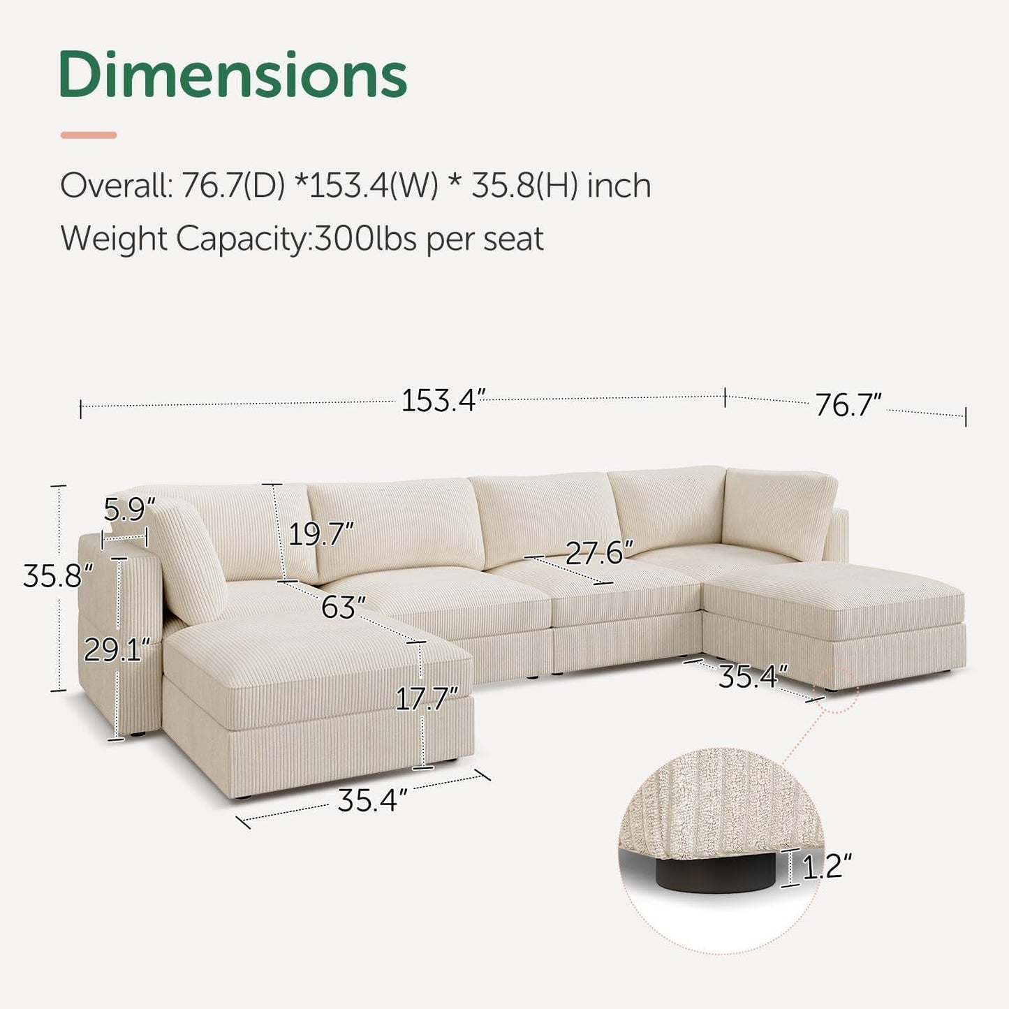 Modular Sectional Sofa with Storage Chaise