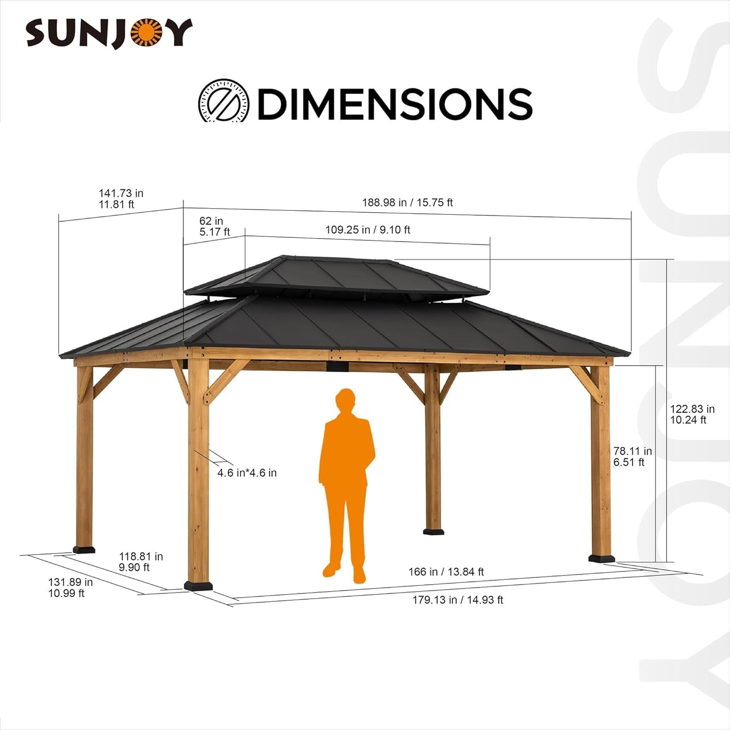 12x16 Ft. Wood Gazebo – Cedar-Framed Outdoor Hardtop